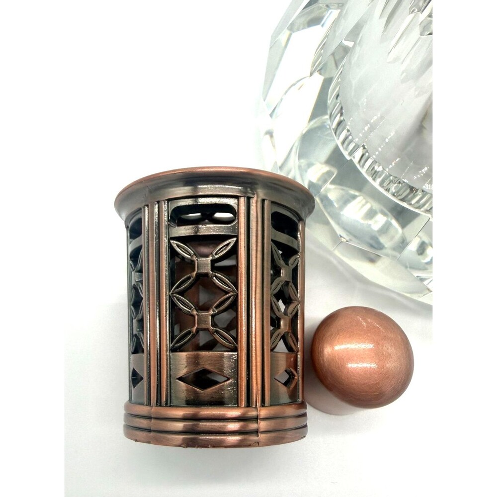 Catalytic Fragrance Lamp Heavy Cut Crystal Base w/ Antique Copper Finish Top - Picture 5 of 6